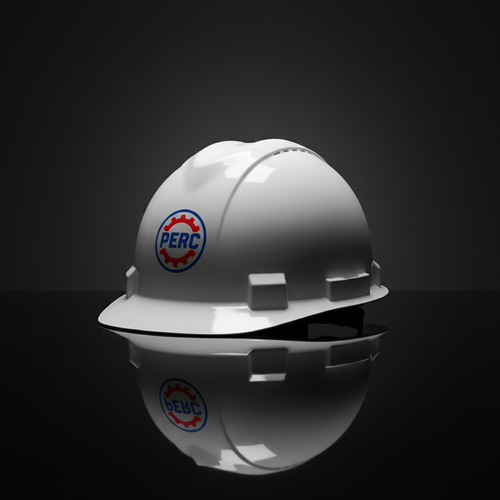 Safety glasses flat lay with hard hat and work gloves